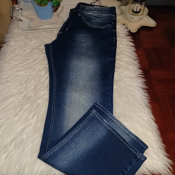 Men's 34/30 BUFFALO DAVID BITTON Six-x Straight Stretch Distressed DarkWash Jean - Picture 11 of 16